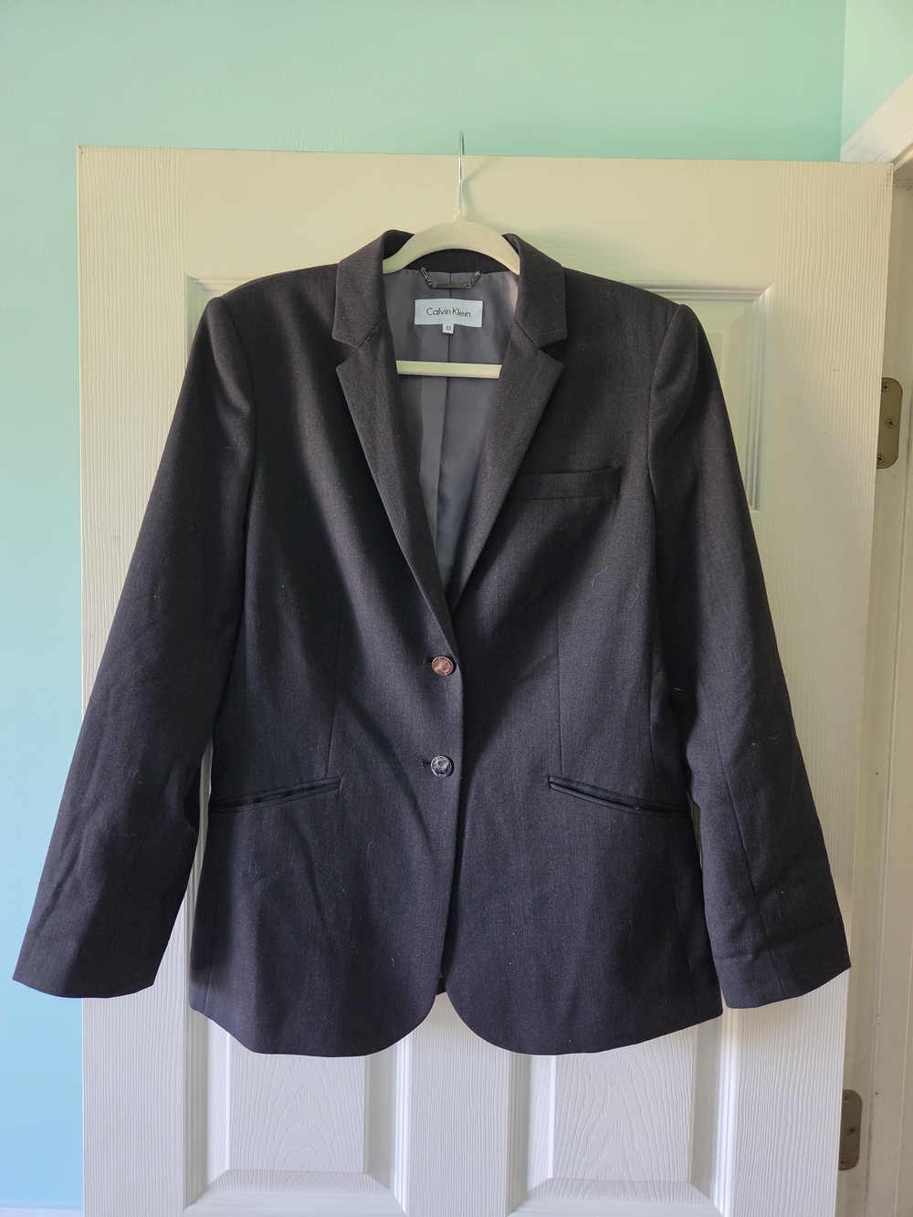 Calvin Klein Grey Women's Two-Button Tailored Blazer